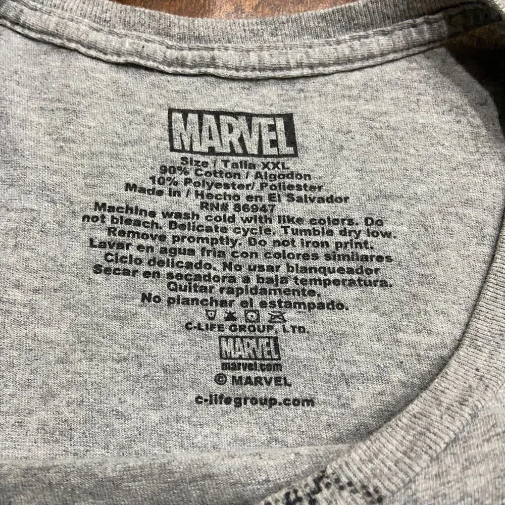 Marvel Team Ups Avengers Gray Black Big & Tall AOP Cotton T-Shirt Men's Size XXL